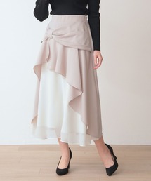 リボンモチーフ シフォン切替ラッフルLSK