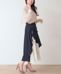 リボンモチーフ シフォン切替ラッフルLSK