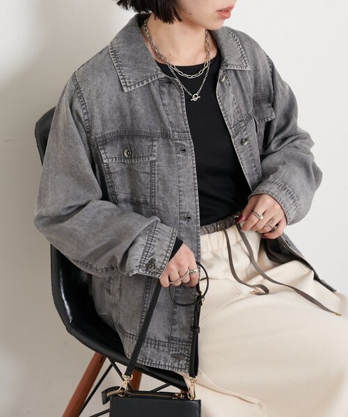 Jena espace merveilleux（ジェナ　エスパスメルヴェイユ）の「【やわらかく羽織るデニム】テンセルデニムステンジャケット（デニムジャケット・レディース・グレー/サックスブルー/ブルー・FREE）」の14枚目の写真