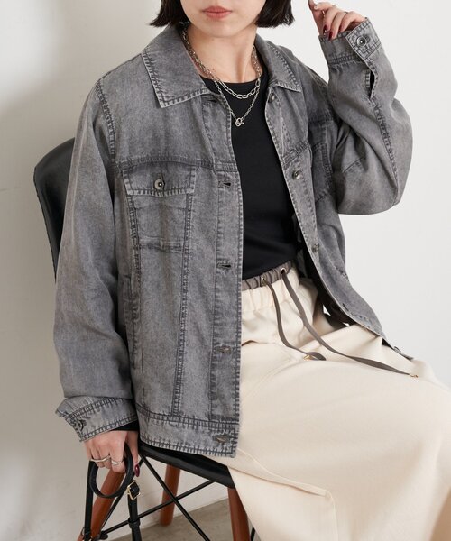 Jena espace merveilleux（ジェナ　エスパスメルヴェイユ）の「【やわらかく羽織るデニム】テンセルデニムステンジャケット（デニムジャケット・レディース・グレー/サックスブルー/ブルー・FREE）」の15枚目の写真