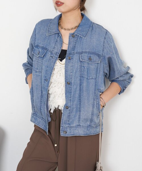 Jena espace merveilleux（ジェナ　エスパスメルヴェイユ）の「【やわらかく羽織るデニム】テンセルデニムステンジャケット（デニムジャケット・レディース・グレー/サックスブルー/ブルー・FREE）」の6枚目の写真