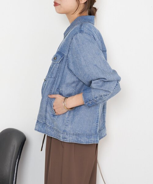 Jena espace merveilleux（ジェナ　エスパスメルヴェイユ）の「【やわらかく羽織るデニム】テンセルデニムステンジャケット（デニムジャケット・レディース・グレー/サックスブルー/ブルー・FREE）」の7枚目の写真