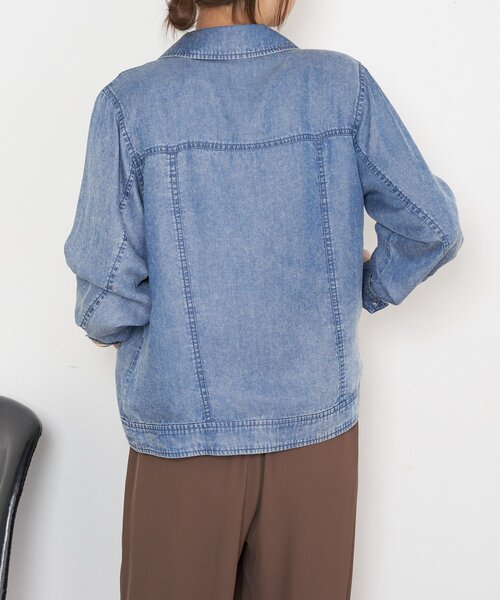 Jena espace merveilleux（ジェナ　エスパスメルヴェイユ）の「【やわらかく羽織るデニム】テンセルデニムステンジャケット（デニムジャケット・レディース・グレー/サックスブルー/ブルー・FREE）」の8枚目の写真