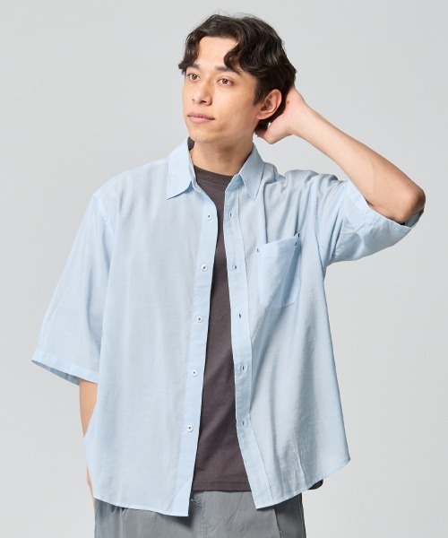 KRIFF MAYER（クリフメイヤー）の「スズシゲ5分袖シャツ（シャツ/ブラウス・メンズ・サックスブルー/ブラック/イエロー・X-LARGE/LARGE/MEDIUM）」の2枚目の写真