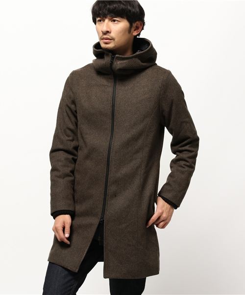OUTLET（アウトレット）の「【Ciaopanic】メルトンスタンドフードコート（その他アウター・メンズ・ネイビー/ブラウン・MEDIUM/LARGE）」の2枚目の写真