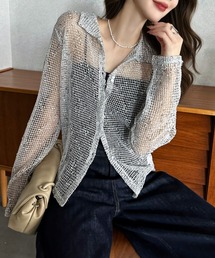 【Eclat one】ロングスリーブ ネップメッシュ シャツ