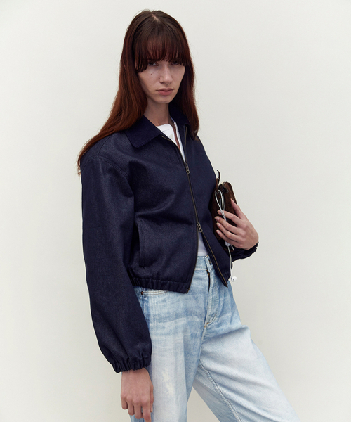 インディゴデニムブルゾンジャケット（ノン染色）（MA-1）｜m.m.m