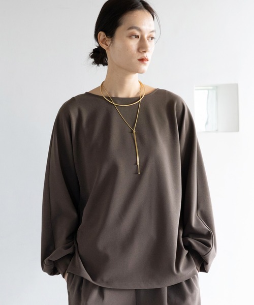 Elura(エルーラ)の「サマ見えリラクシープルオーバー/645456(Tシャツ/カットソー・レディース・オフホワイト/ブラック/ダークブラウン・FREE)」の3枚目の写真
