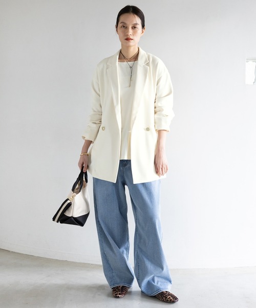 Elura(エルーラ)の「サマ見えリラクシープルオーバー/645456(Tシャツ/カットソー・レディース・オフホワイト/ブラック/ダークブラウン・FREE)」の6枚目の写真