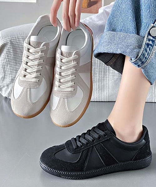 c.u.l（シーユーエル）の「ローカット ジャーマントレーナー スニーカー culs184（スニーカー・レディース・アイボリー/ブラック・39/38/37/36）」の4枚目の写真