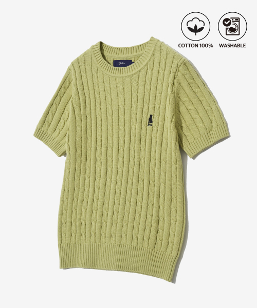 YALE(イェール)の「ウィメンズヘリテージダンケーブル半袖ラウンドニットヴィンテージイエロー(Tシャツ/カットソー・レディース・その他・S/M/L)」の2枚目の写真