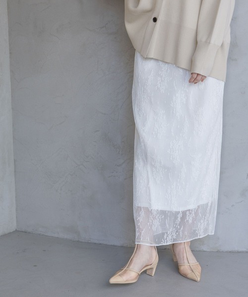 A part by(アパートバイ)の「レースプリーツイージースカート(スカート・レディース・アイボリー/ブラック・FREE/SMALL)」の1枚目の写真