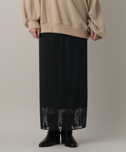 A part by(アパートバイ)の「レースプリーツイージースカート(スカート・レディース・アイボリー/ブラック・FREE/SMALL)」の2枚目の写真