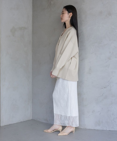 A part by(アパートバイ)の「レースプリーツイージースカート(スカート・レディース・アイボリー/ブラック・FREE/SMALL)」の4枚目の写真