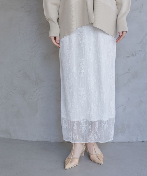 A part by(アパートバイ)の「レースプリーツイージースカート(スカート・レディース・アイボリー/ブラック・FREE/SMALL)」の7枚目の写真