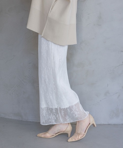 A part by(アパートバイ)の「レースプリーツイージースカート(スカート・レディース・アイボリー/ブラック・FREE/SMALL)」の9枚目の写真