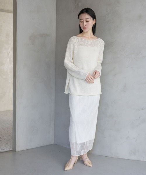 A part by(アパートバイ)の「レースプリーツイージースカート(スカート・レディース・アイボリー/ブラック・FREE/SMALL)」の5枚目の写真