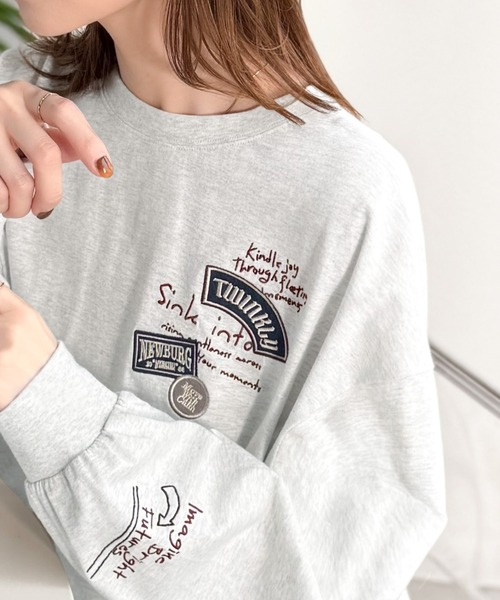classicalelf(クラシカルエルフ)の「ゆるさの中に「ちょうどいい」お洒落感!綿100%刺繍ワッペンドルマンロンTEE(長袖)(Tシャツ/カットソー・レディース・オートミール/ホワイト/ブラック・SMALL/MEDIUM/LARGE/X-LARGE)」の3枚目の写真
