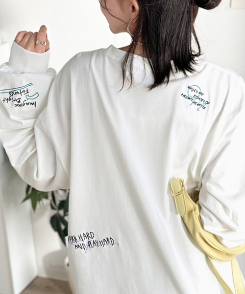 classicalelf(クラシカルエルフ)の「ゆるさの中に「ちょうどいい」お洒落感!綿100%刺繍ワッペンドルマンロンTEE(長袖)(Tシャツ/カットソー・レディース・オートミール/ホワイト/ブラック・SMALL/MEDIUM/LARGE/X-LARGE)」の7枚目の写真