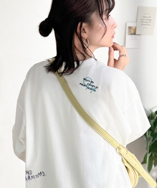 classicalelf(クラシカルエルフ)の「ゆるさの中に「ちょうどいい」お洒落感!綿100%刺繍ワッペンドルマンロンTEE(長袖)(Tシャツ/カットソー・レディース・オートミール/ホワイト/ブラック・SMALL/MEDIUM/LARGE/X-LARGE)」の13枚目の写真