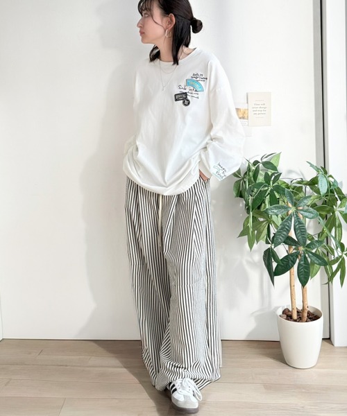 classicalelf(クラシカルエルフ)の「ゆるさの中に「ちょうどいい」お洒落感!綿100%刺繍ワッペンドルマンロンTEE(長袖)(Tシャツ/カットソー・レディース・オートミール/ホワイト/ブラック・SMALL/MEDIUM/LARGE/X-LARGE)」の10枚目の写真