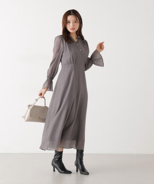 PROPORTION BODY DRESSING（プロポーションボディドレッシング）の「バックレースアップレディワンピース / 1216140207（ワンピース・レディース・ダークグレー/パープル/オフホワイト・MEDIUM/P/S）」の6枚目の写真