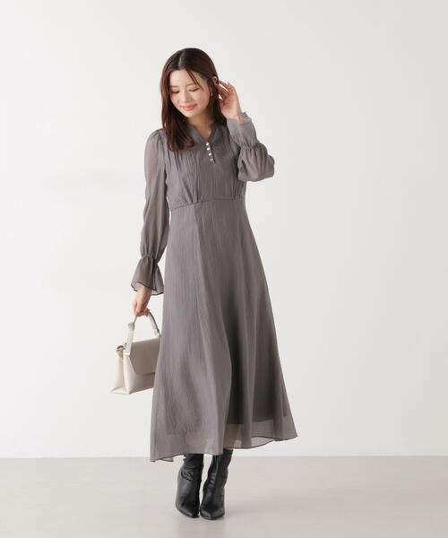 PROPORTION BODY DRESSING（プロポーションボディドレッシング）の「バックレースアップレディワンピース / 1216140207（ワンピース・レディース・ダークグレー/パープル/オフホワイト・MEDIUM/P/S）」の7枚目の写真