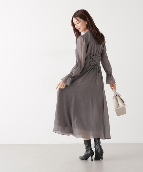 PROPORTION BODY DRESSING（プロポーションボディドレッシング）の「バックレースアップレディワンピース / 1216140207（ワンピース・レディース・ダークグレー/パープル/オフホワイト・MEDIUM/P/S）」の12枚目の写真