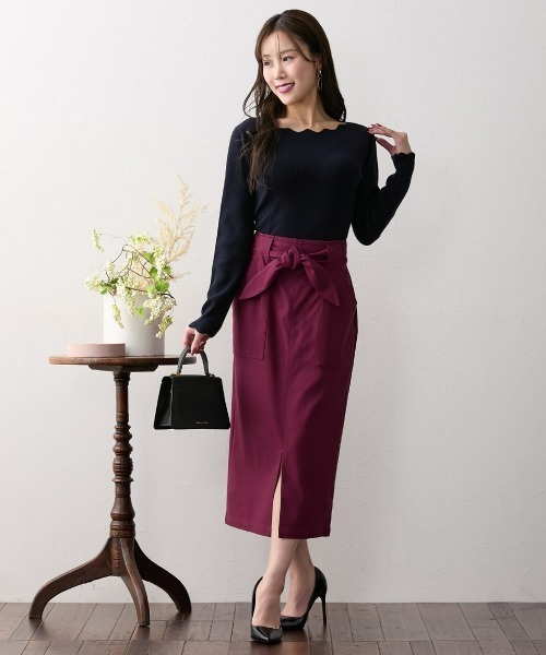Nissen glamor（ニッセングラマー）の「【大きい胸専用】スカラップパネル切替ニット（ニット/セーター・レディース・ネイビー/レッド・M/L/LL）」の22枚目の写真