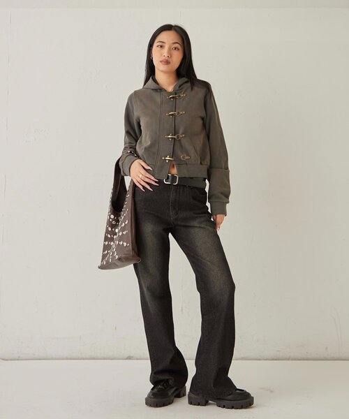 WHO'S WHO gallery（フーズフーギャラリー）の「デニムタイトフレアパンツ（デニムパンツ・レディース・ネイビー/ライトグレー/ブラック/サックスブルー・SMALL/MEDIUM）」の12枚目の写真