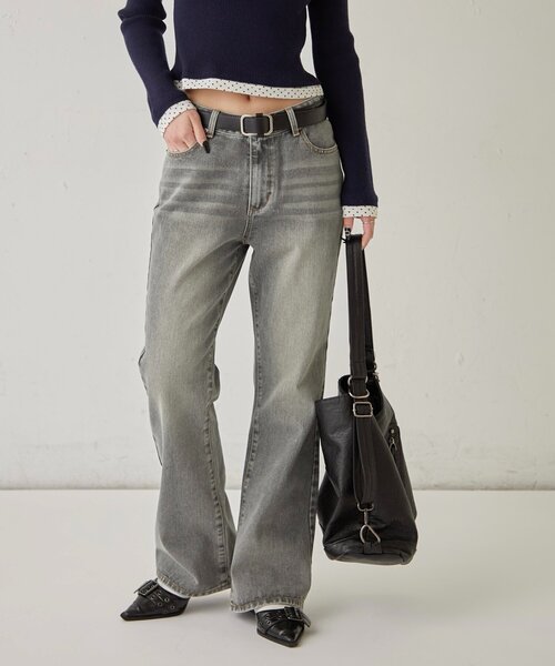 WHO'S WHO gallery（フーズフーギャラリー）の「デニムタイトフレアパンツ（デニムパンツ・レディース・ネイビー/ライトグレー/ブラック/サックスブルー・SMALL/MEDIUM）」の16枚目の写真