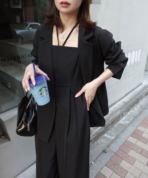 CORNERS(コーナーズ)の「ジャケットオールインワンセットアップ【オケージョン・フォーマル対応可】(スーツセット・レディース・グレー/ブラック/ベージュ・M/L)」の2枚目の写真