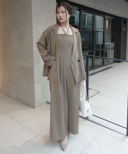 CORNERS(コーナーズ)の「ジャケットオールインワンセットアップ【オケージョン・フォーマル対応可】(スーツセット・レディース・グレー/ブラック/ベージュ・M/L)」の7枚目の写真