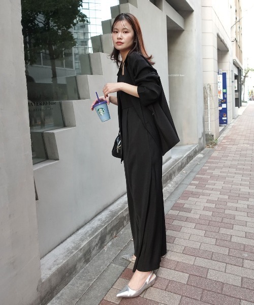 CORNERS(コーナーズ)の「ジャケットオールインワンセットアップ【オケージョン・フォーマル対応可】(スーツセット・レディース・グレー/ブラック/ベージュ・M/L)」の9枚目の写真