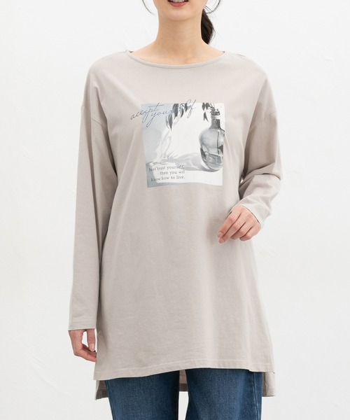 Honeys(ハニーズ)の「ゆるフォトTシャツ(Tシャツ/カットソー・レディース・ライトベージュ/ブラック/スミクロ/オフホワイト・F)」の4枚目の写真