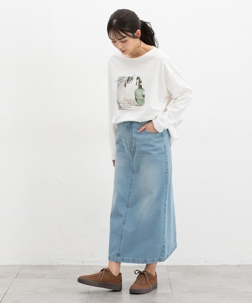 Honeys(ハニーズ)の「ゆるフォトTシャツ(Tシャツ/カットソー・レディース・ライトベージュ/ブラック/スミクロ/オフホワイト・F)」の6枚目の写真