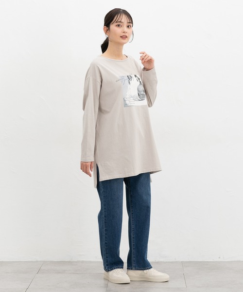 Honeys(ハニーズ)の「ゆるフォトTシャツ(Tシャツ/カットソー・レディース・ライトベージュ/ブラック/スミクロ/オフホワイト・F)」の12枚目の写真