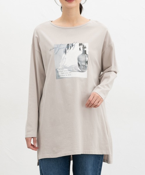 Honeys(ハニーズ)の「ゆるフォトTシャツ(Tシャツ/カットソー・レディース・ライトベージュ/ブラック/スミクロ/オフホワイト・F)」の13枚目の写真