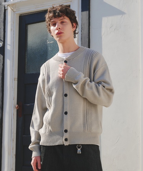 Regen Glanz（レーゲングランツ）の「eyelet design knit cardigan / アイレットデザインニットカーディガン（カーディガン/ボレロ・メンズ・グレー/パープル系その他・MEDIUM/LARGE/SMALL）」の6枚目の写真