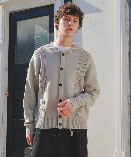 Regen Glanz（レーゲングランツ）の「eyelet design knit cardigan / アイレットデザインニットカーディガン（カーディガン/ボレロ・メンズ・グレー/パープル系その他・MEDIUM/LARGE/SMALL）」の3枚目の写真