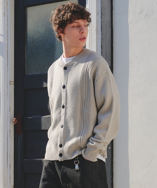 Regen Glanz（レーゲングランツ）の「eyelet design knit cardigan / アイレットデザインニットカーディガン（カーディガン/ボレロ・メンズ・グレー/パープル系その他・MEDIUM/LARGE/SMALL）」の5枚目の写真