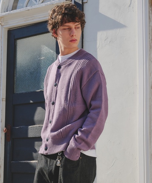 Regen Glanz（レーゲングランツ）の「eyelet design knit cardigan / アイレットデザインニットカーディガン（カーディガン/ボレロ・メンズ・グレー/パープル系その他・MEDIUM/LARGE/SMALL）」の13枚目の写真