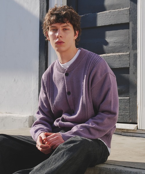 Regen Glanz（レーゲングランツ）の「eyelet design knit cardigan / アイレットデザインニットカーディガン（カーディガン/ボレロ・メンズ・グレー/パープル系その他・MEDIUM/LARGE/SMALL）」の15枚目の写真