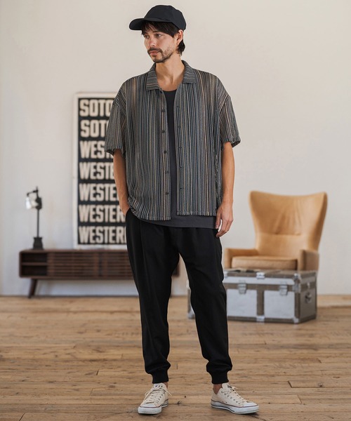 CAMBIO(カンビオ)の「mhs2514- Valfas Lace Multi Stripe Short Sleeve Shirts ショートスリーブシャツ(PF-261-015)(シャツ/ブラウス・メンズ・カーキ/ナチュラル・M/L)」の6枚目の写真