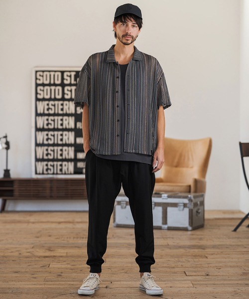 CAMBIO(カンビオ)の「mhs2514- Valfas Lace Multi Stripe Short Sleeve Shirts ショートスリーブシャツ(PF-261-015)(シャツ/ブラウス・メンズ・カーキ/ナチュラル・M/L)」の7枚目の写真
