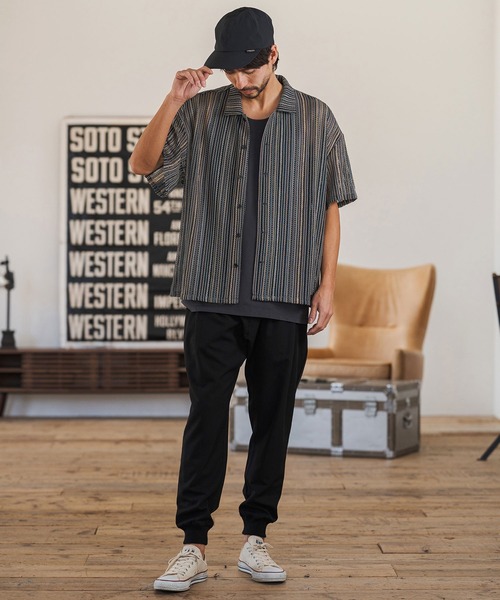 CAMBIO(カンビオ)の「mhs2514- Valfas Lace Multi Stripe Short Sleeve Shirts ショートスリーブシャツ(PF-261-015)(シャツ/ブラウス・メンズ・カーキ/ナチュラル・M/L)」の8枚目の写真