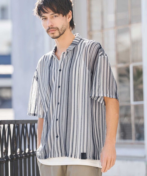 CAMBIO(カンビオ)の「mhs2514- Valfas Lace Multi Stripe Short Sleeve Shirts ショートスリーブシャツ(PF-261-015)(シャツ/ブラウス・メンズ・カーキ/ナチュラル・M/L)」の9枚目の写真