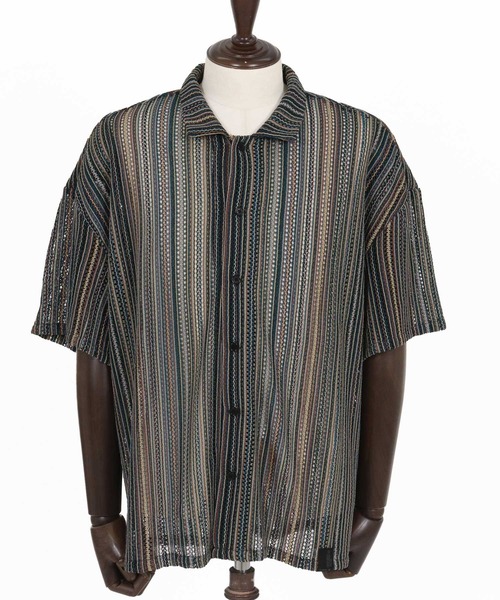CAMBIO(カンビオ)の「mhs2514- Valfas Lace Multi Stripe Short Sleeve Shirts ショートスリーブシャツ(PF-261-015)(シャツ/ブラウス・メンズ・カーキ/ナチュラル・M/L)」の15枚目の写真