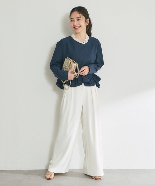 La boutique BonBon（ラブティックボンボン）の「【オケージョン対応・360°カワイイ】ランダムヘムペプラムブラウス（シャツ/ブラウス・レディース・サックスブルー/ネイビー/ホワイト・FREE）」の22枚目の写真