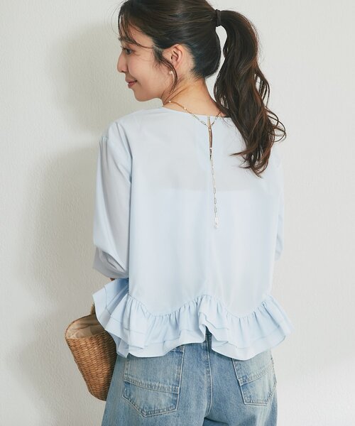 La boutique BonBon（ラブティックボンボン）の「【オケージョン対応・360°カワイイ】ランダムヘムペプラムブラウス（シャツ/ブラウス・レディース・サックスブルー/ネイビー/ホワイト・FREE）」の17枚目の写真